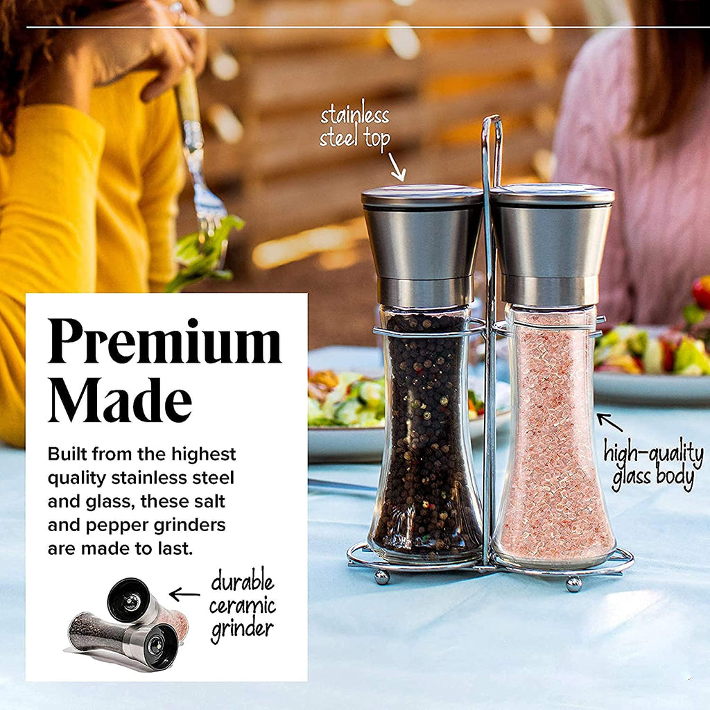 Stainless Steel and Glass Salt and Pepper Grinder Set