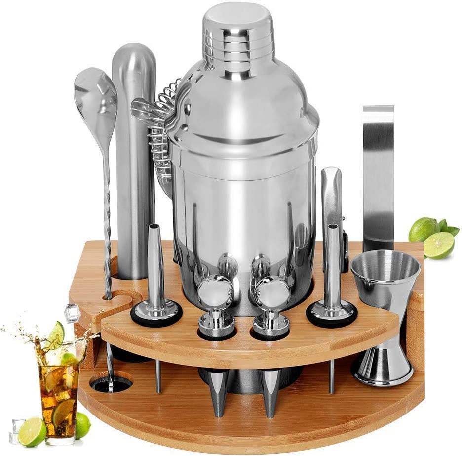 Bartender Tool Set with Bamboo Stand, 12 Pieces