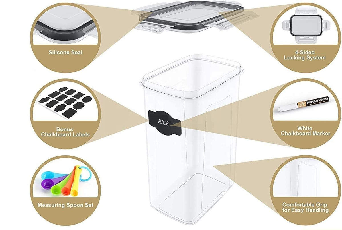 7 Pieces Plastic BPA Free Food Storage Containers for Kitchen