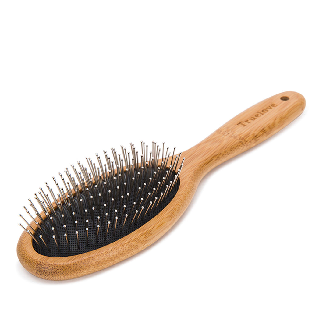 True Love Bamboo Pin Brush, Brown, on a white background