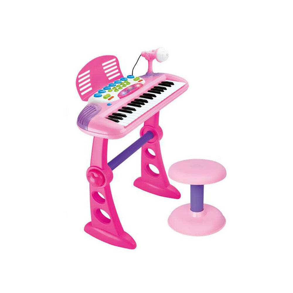 Lenoxx Children's 31 Key Electronic Keyboard with Stand and Stool, Pink
