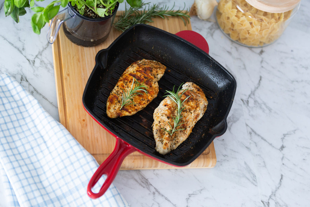 Healthy Choice Red Enamelled Cast Iron Grill Pan, 44 x 30 cm