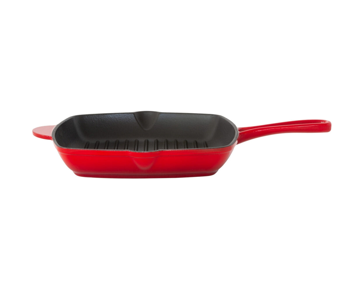 Healthy Choice Red Enamelled Cast Iron Grill Pan, 44 x 30 cm