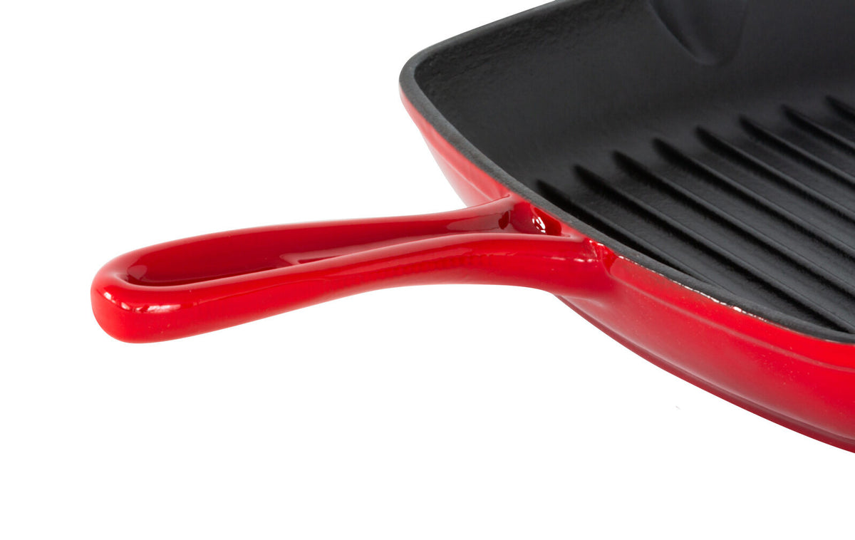 Healthy Choice Red Enamelled Cast Iron Grill Pan, 44 x 30 cm