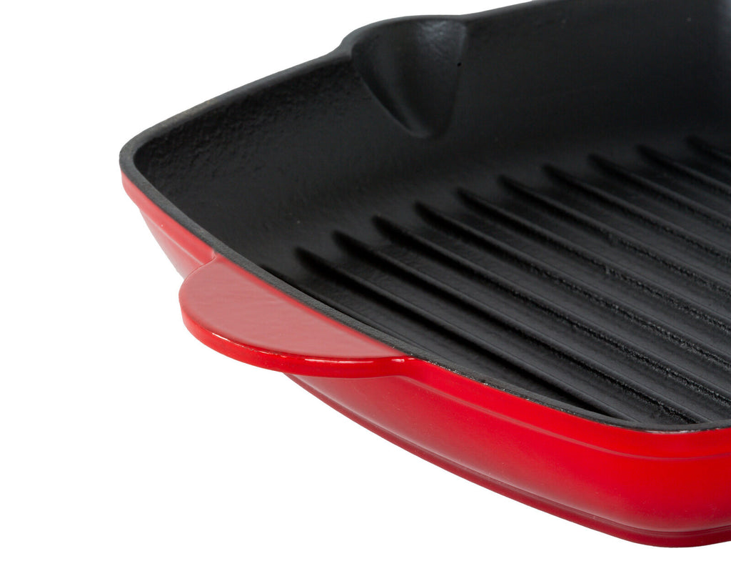 Healthy Choice Red Enamelled Cast Iron Grill Pan, 44 x 30 cm