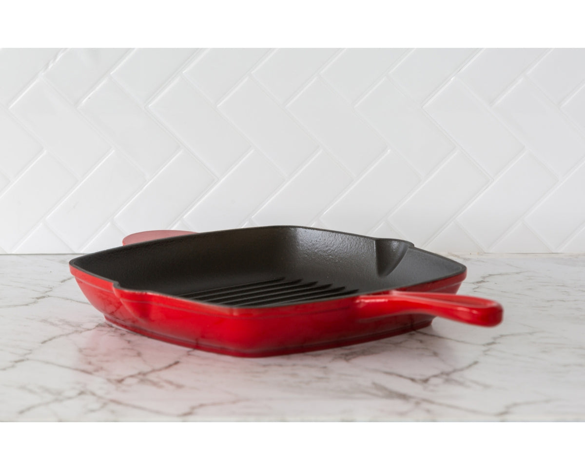 Healthy Choice Red Enamelled Cast Iron Grill Pan, 44 x 30 cm