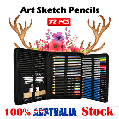 72pcs Professional Drawing Artist Kit Set Pencils and Sketch Charcoal