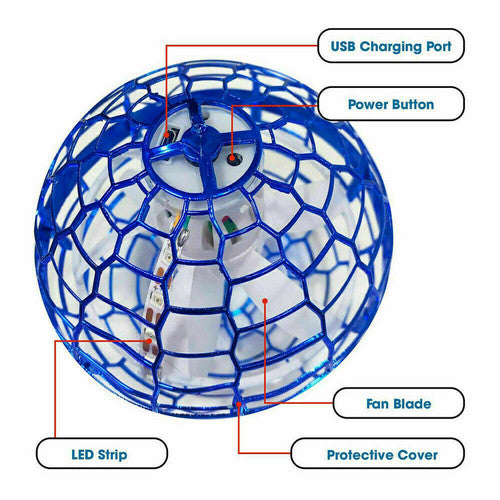 Mini Hand Flying Ball Drone, 2 Pack, Blue