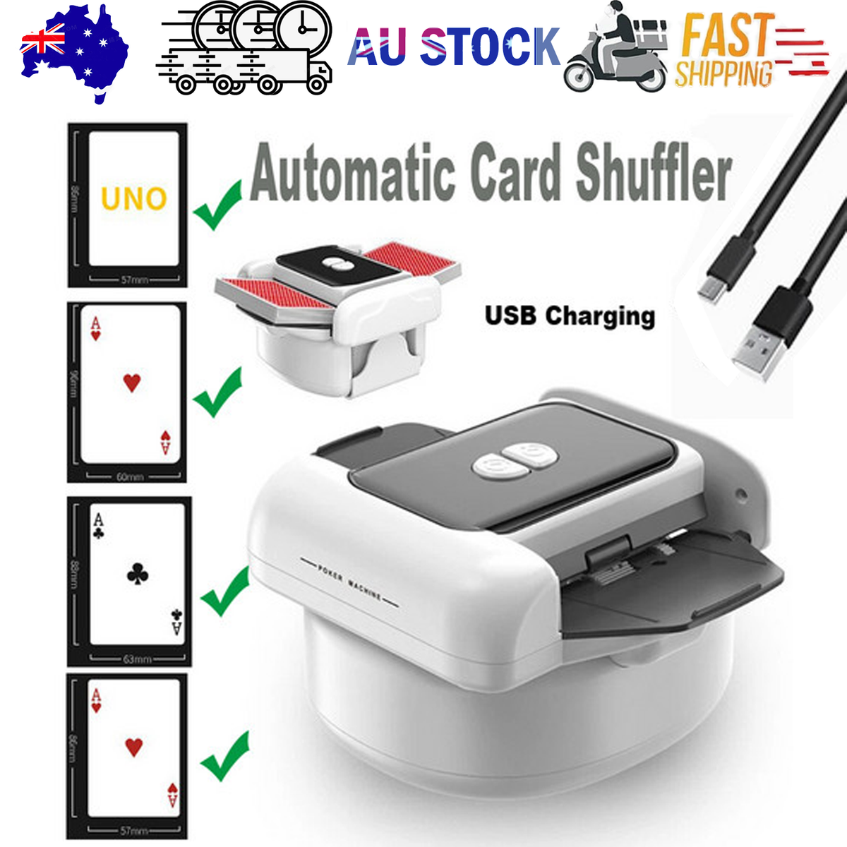 2 Deck Automatic Card Shuffler Board Game Poker Playing Cards