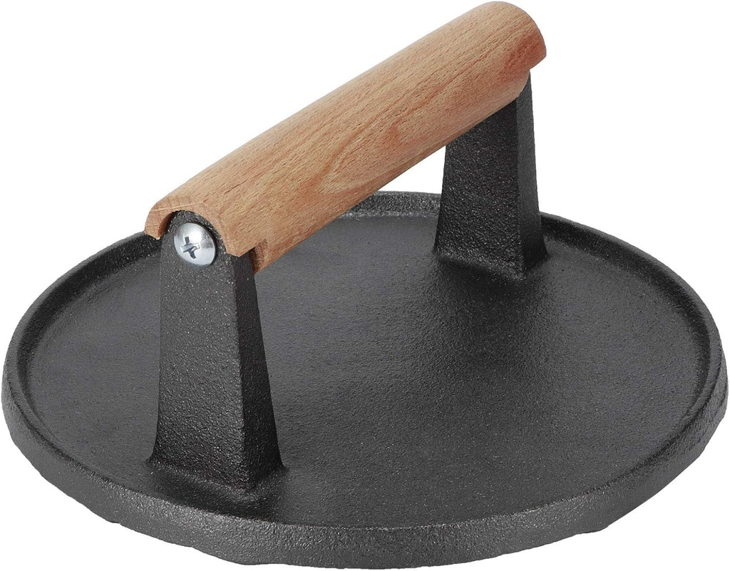 7" Heavy Duty Burger Press W/ Solid Wood Handle for Meat Smasher