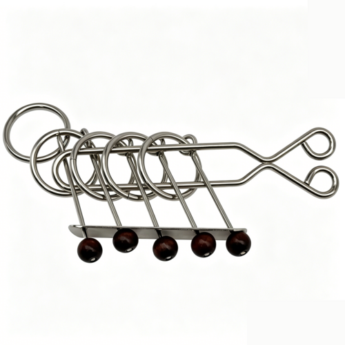 Collectible Mechanical Brain Teaser Retro Five Linked Rings Puzzle