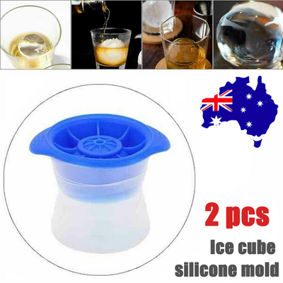 2pcs blue Silicone Ice Ball Mold Sphere Cube Maker Mould Jelly