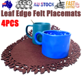 Brown Leaf Edge Felt Placemats, 45 x 32 cm, Set of 4