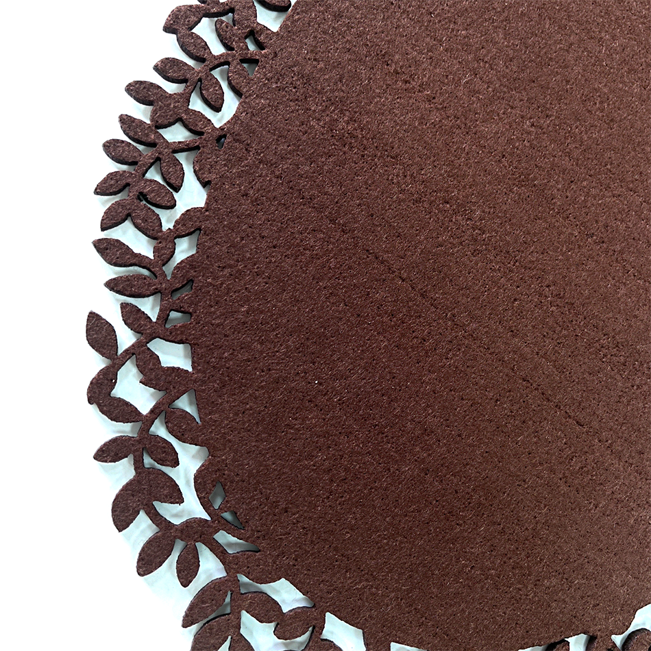 Brown Leaf Edge Felt Placemats, 45 x 32 cm, Set of 4