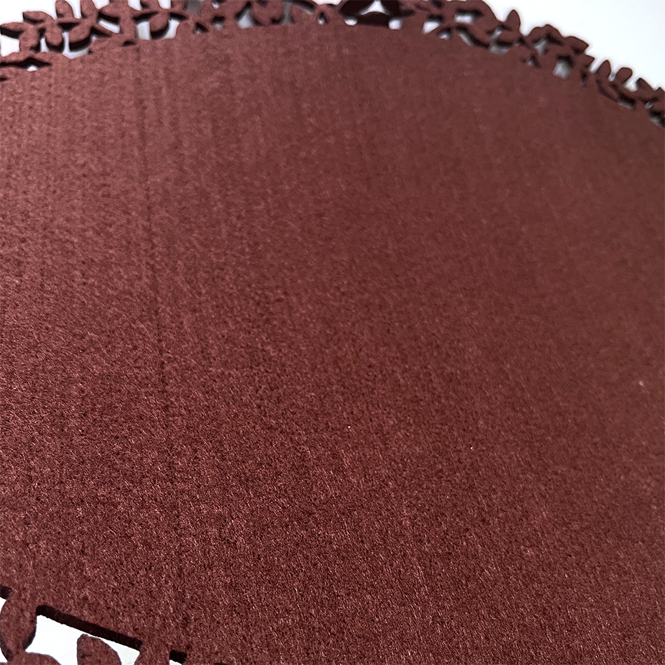 Brown Leaf Edge Felt Placemats, 45 x 32 cm, Set of 4