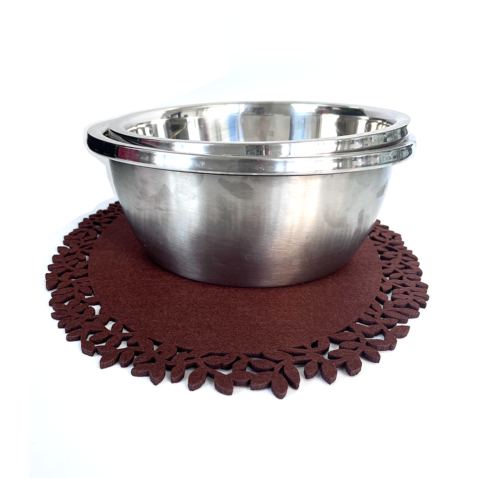 Brown Leaf Edge Felt Placemats, 45 x 32 cm, Set of 4