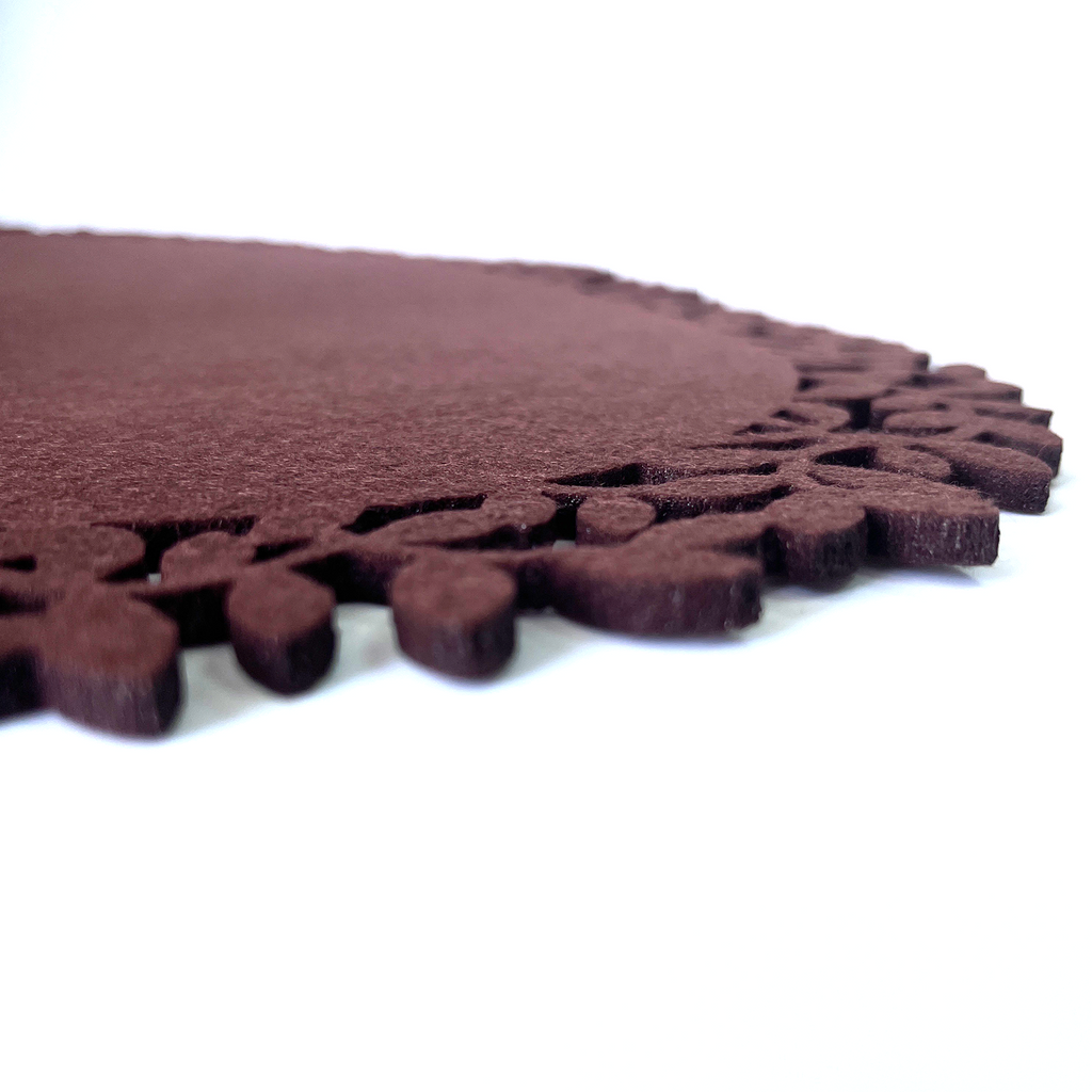 Brown Leaf Edge Felt Placemats, 45 x 32 cm, Set of 4