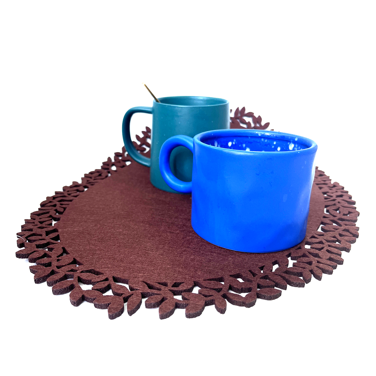 Brown Leaf Edge Felt Placemats, 45 x 32 cm, Set of 4