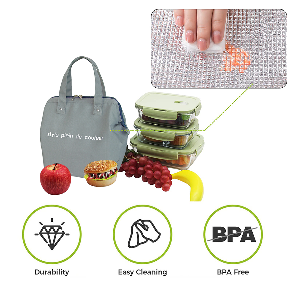 Insulated Thermal Cooler Lunch Bag Portable Picnic Storage Bag Pouch