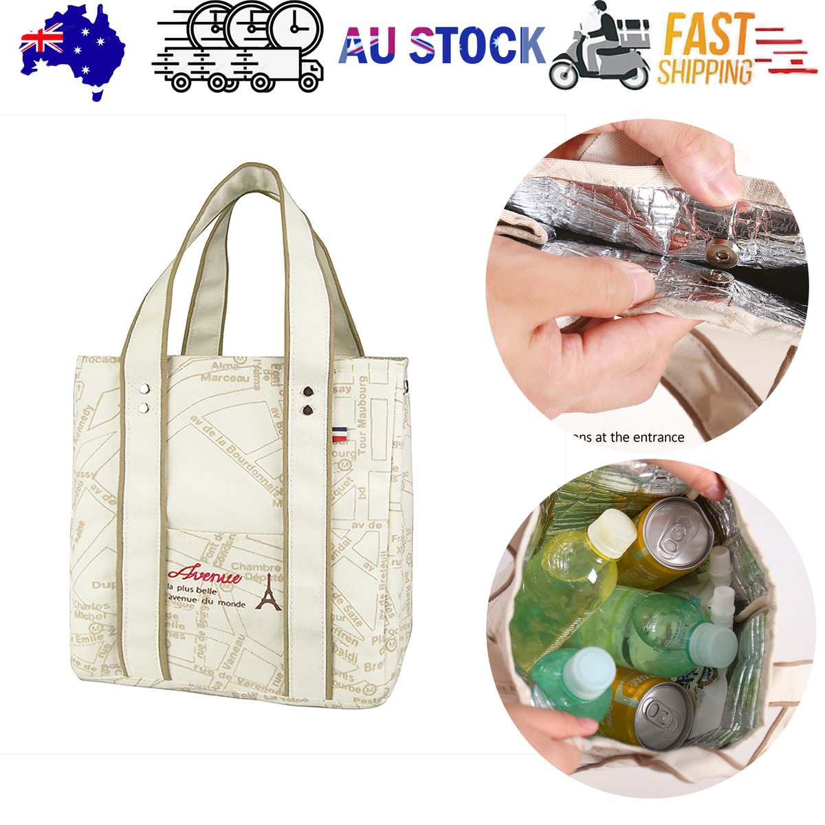 Insulated Lunch Bag, 22 x 11.5 x 25 cm