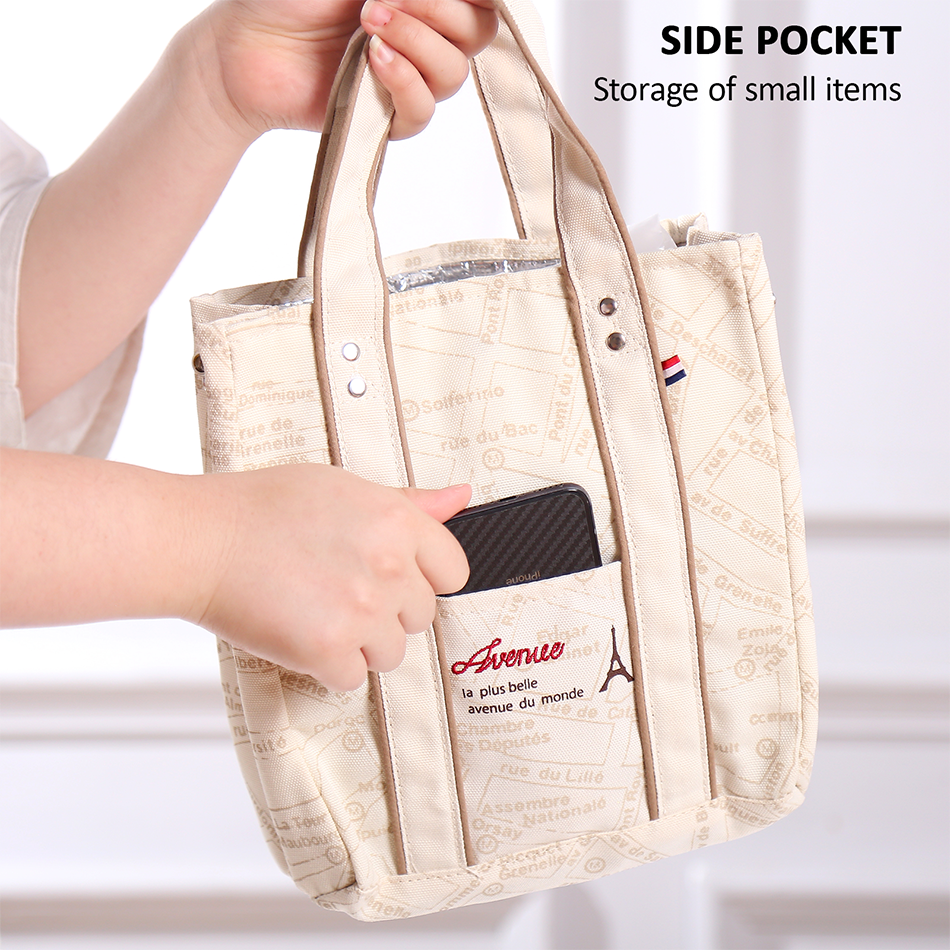 Insulated Lunch Bag, 22 x 11.5 x 25 cm, with its measurements marked