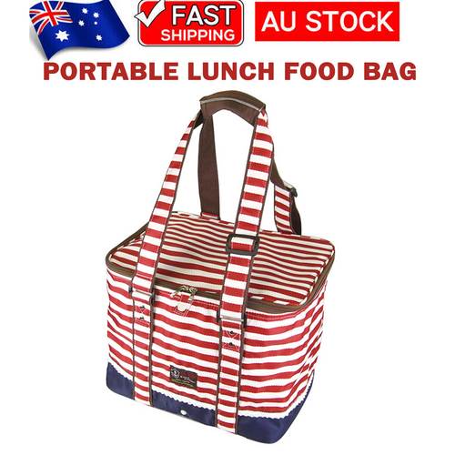 Red Insulated Picnic Bag Thermal Cooler Portable Lunch Food Tote