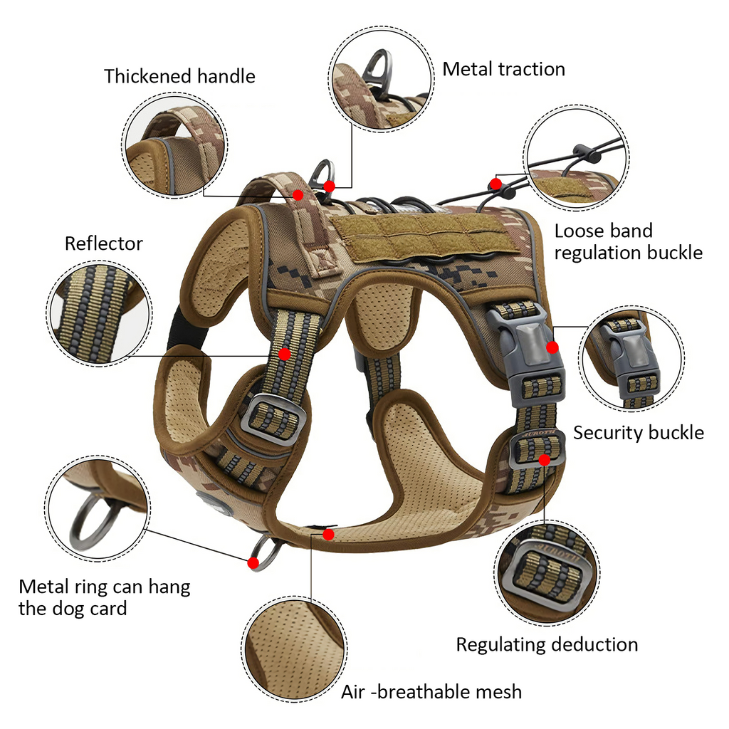 Dog Harness Tactical No Pull Adjustable Pet Military Working Training