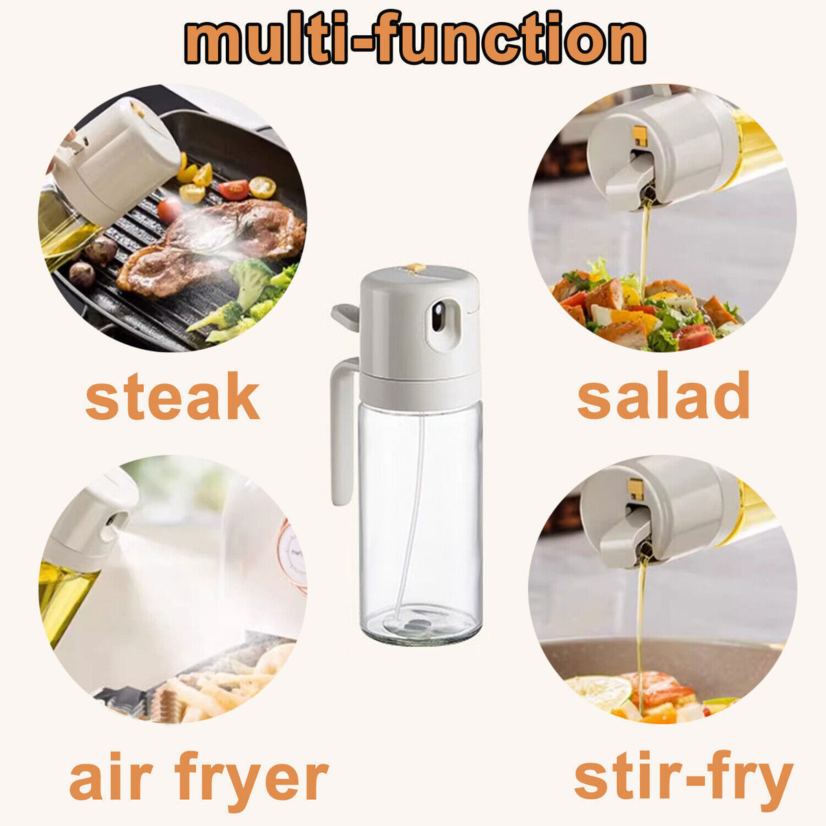 2 in 1 Glass Oil Sprayer and Pourer, 550 ml