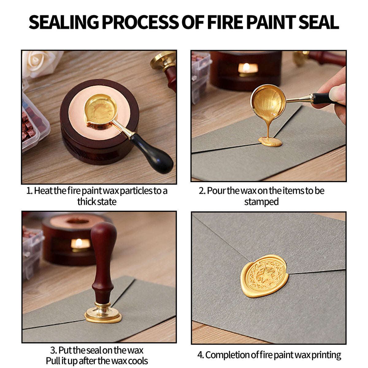Vintage DIY Octagonal Sealing Wax Tablet Seal Stamp Wax Beads Wedding Invitation