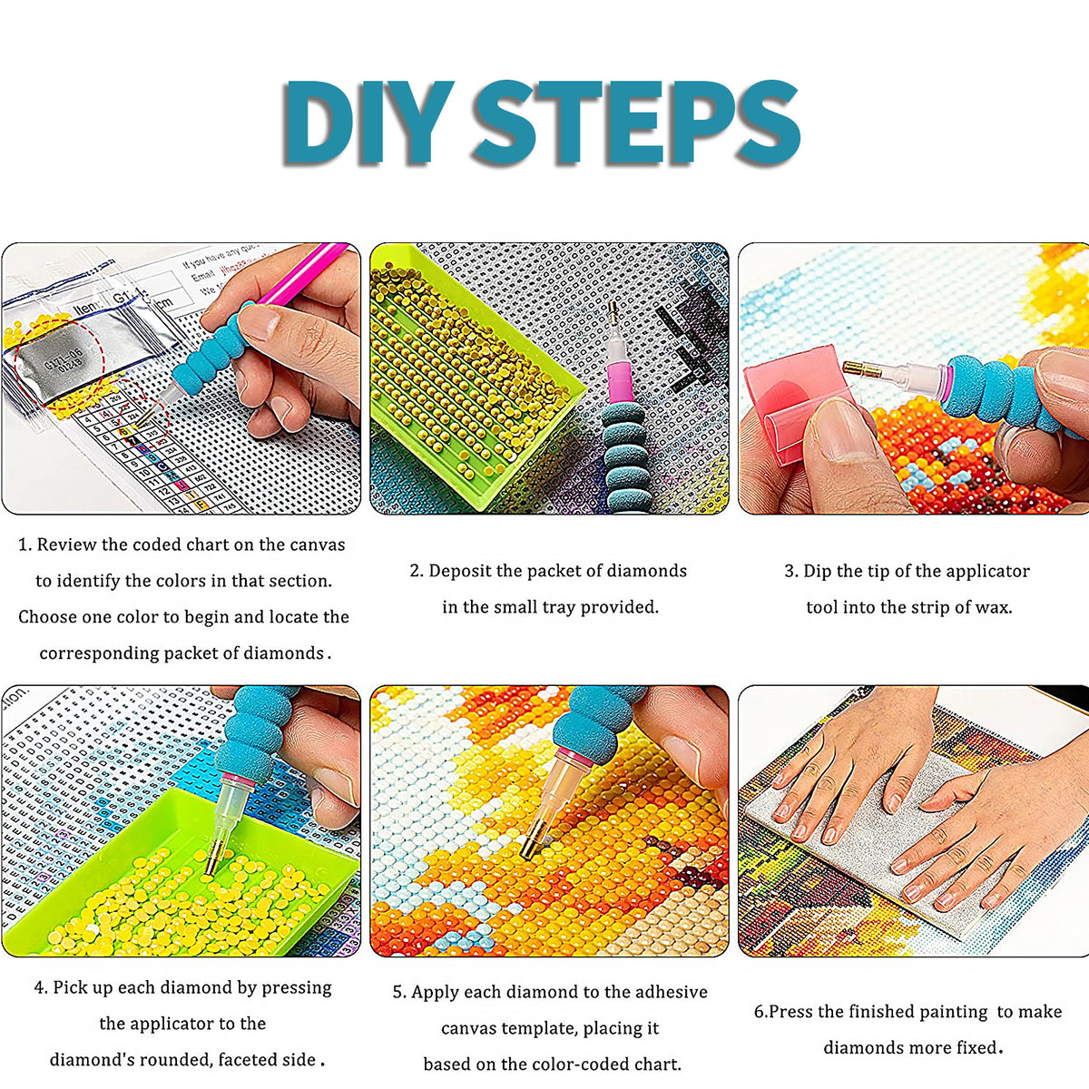 3PCS 5D Diamond Painting Kits Diamond Glue Art Kit Paint for Adults