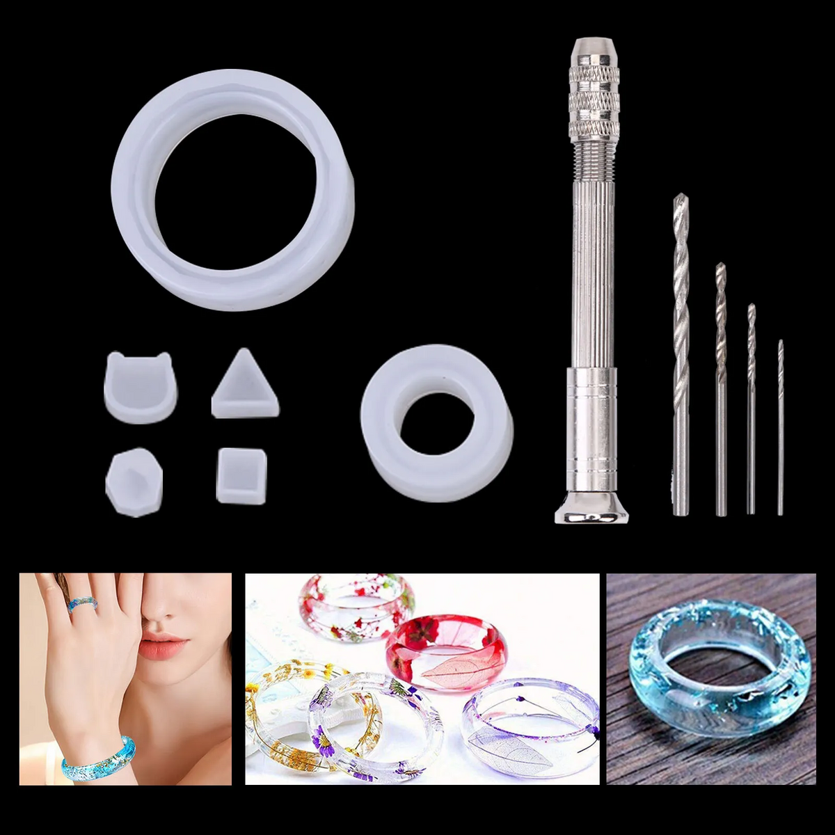 93Pcs/Set Resin Mold Epoxy Resin Mold Dropper Spoon Powder Set Kit