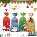 50 PCS Christmas Gift Bags with Assorted Christmas Prints for Xmas