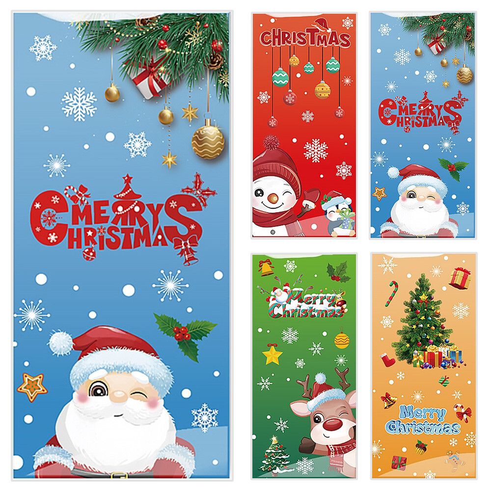 50 PCS Christmas Gift Bags with Assorted Christmas Prints for Xmas