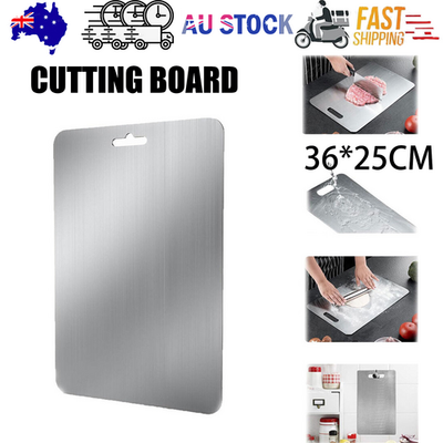 Cutting Board Double-Sided Stainless Steel Chopping Boards, 36x25cm