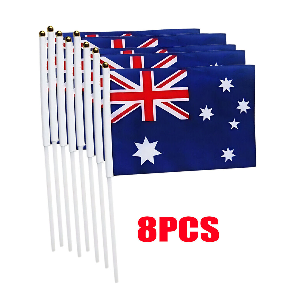 Small Waver Hand Held Aussie Flags Party Supplies Banner AU 8pcs