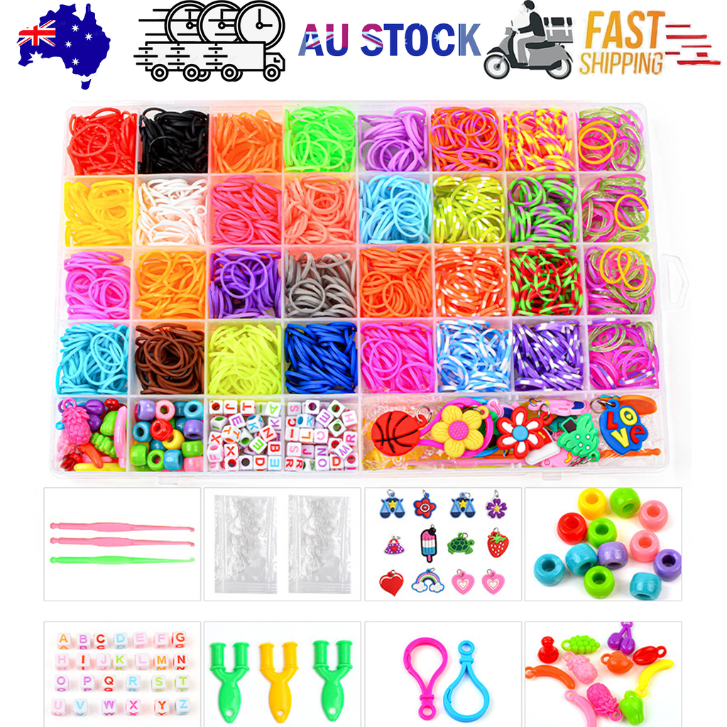 40Grids Rainbow Loom Bands Rubber Bracelet Making Kit S Clips Beads