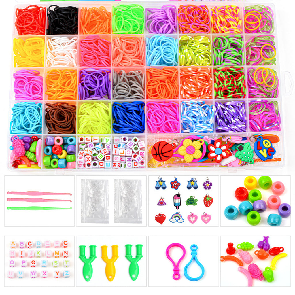 40Grids Rainbow Loom Bands Rubber Bracelet Making Kit S Clips Beads