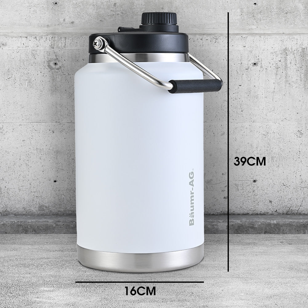 Baumr-AG Insulated Stainless Steel Drink Jug with Handle, White, 3.8 L