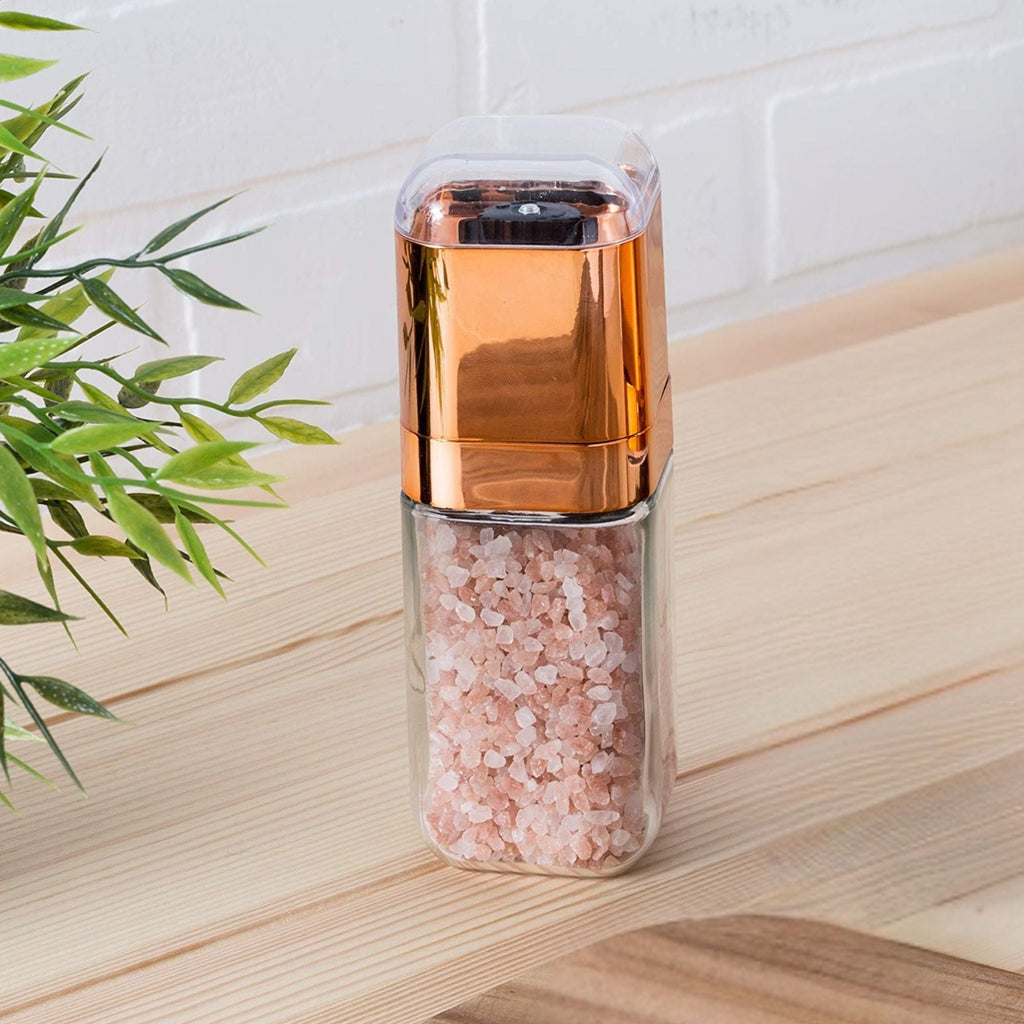 Orku Glass Salt or Pepper Grinder with Rose Gold Lid, 180 ml