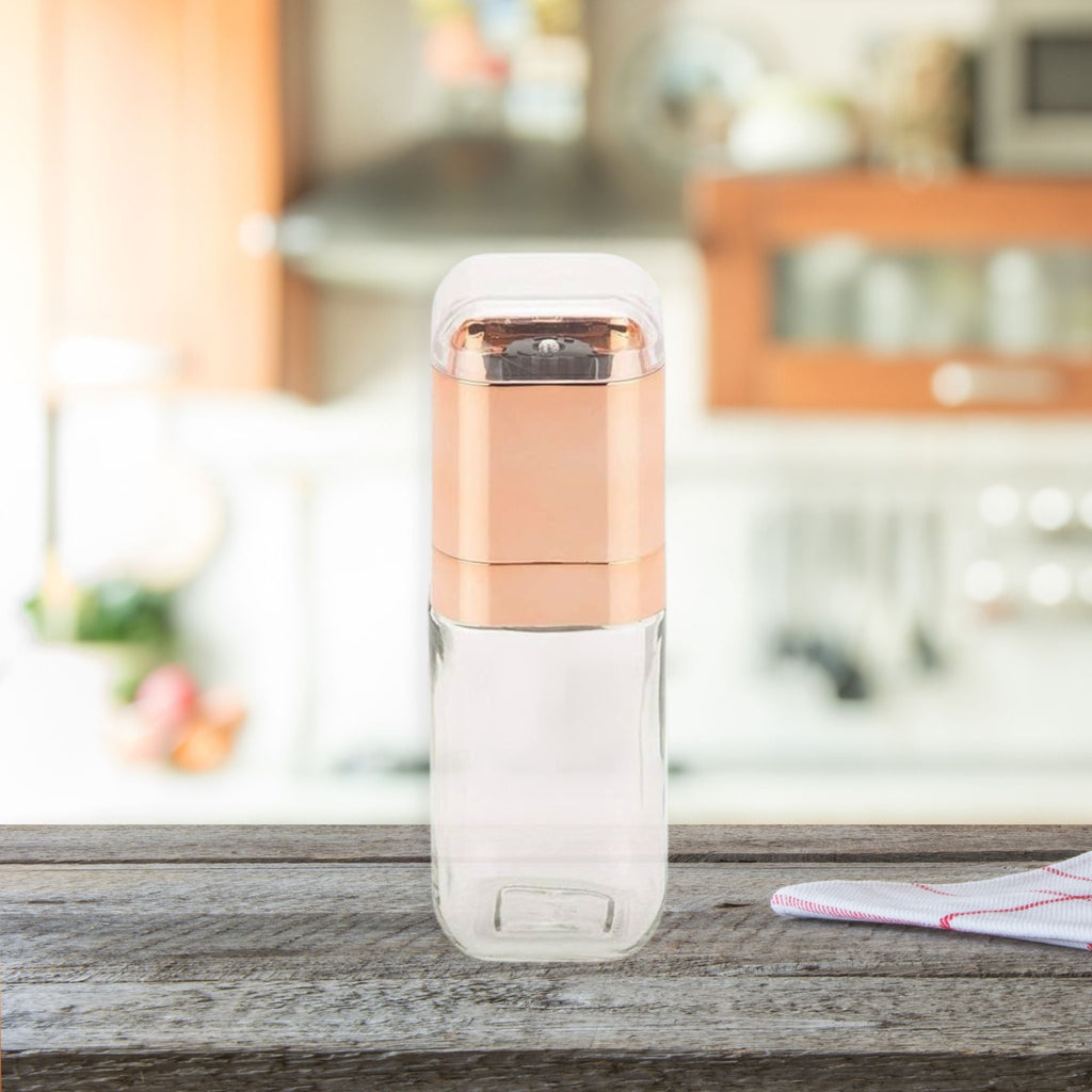 Orku Glass Salt or Pepper Grinder with Rose Gold Lid, 180 ml