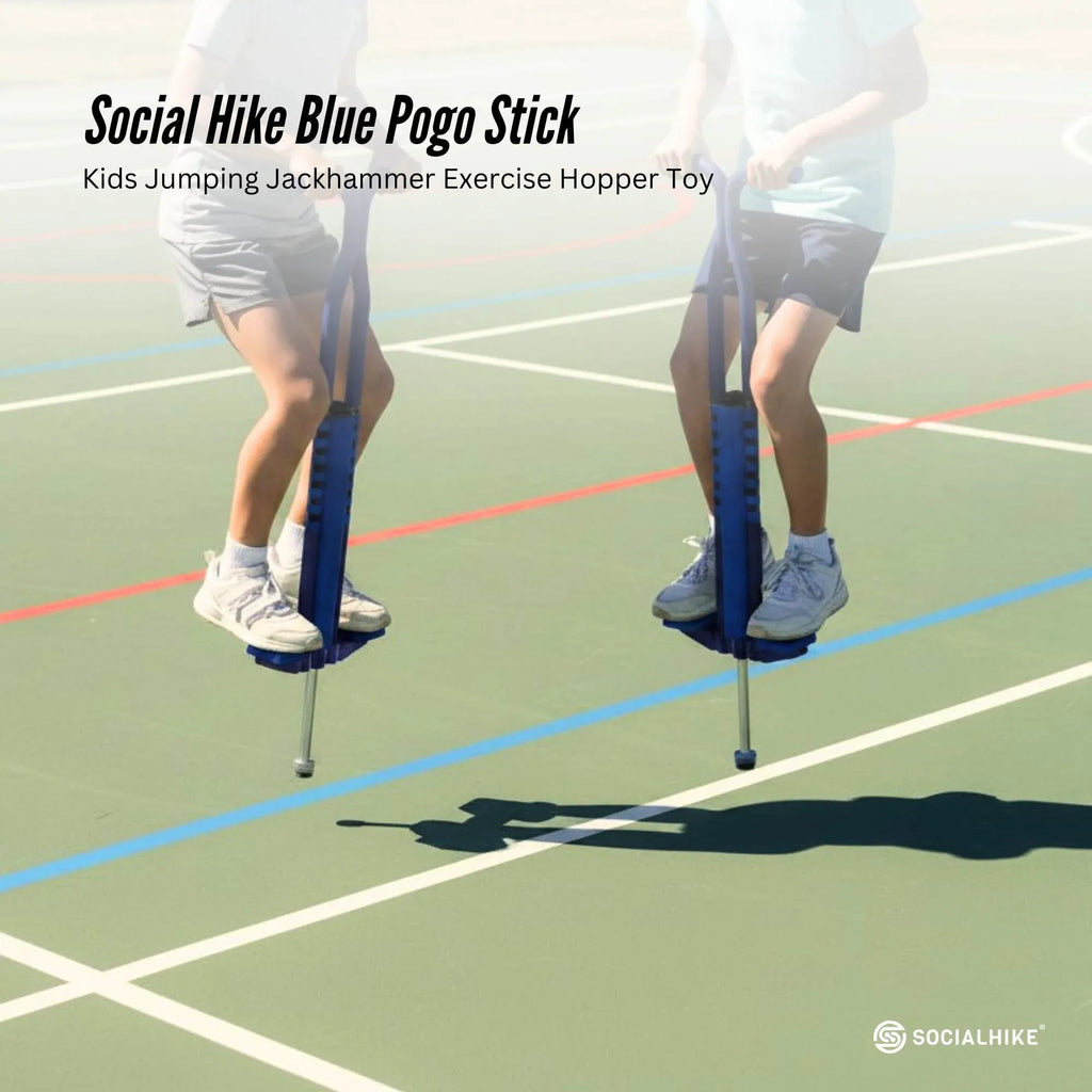 Social Hike Blue Pogo Stick - Kids Jumping Jackhammer Exercise Hopper