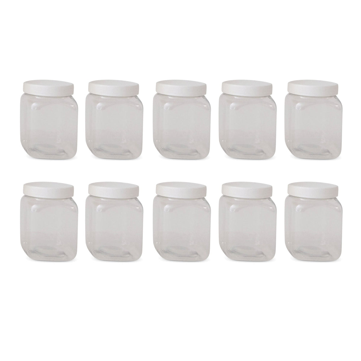 10X 250g Plastic Honey Jars + Lids - Square Clear Food Grade