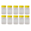 10X 500g Plastic Honey Jars + Lids - Square Clear Food Grade