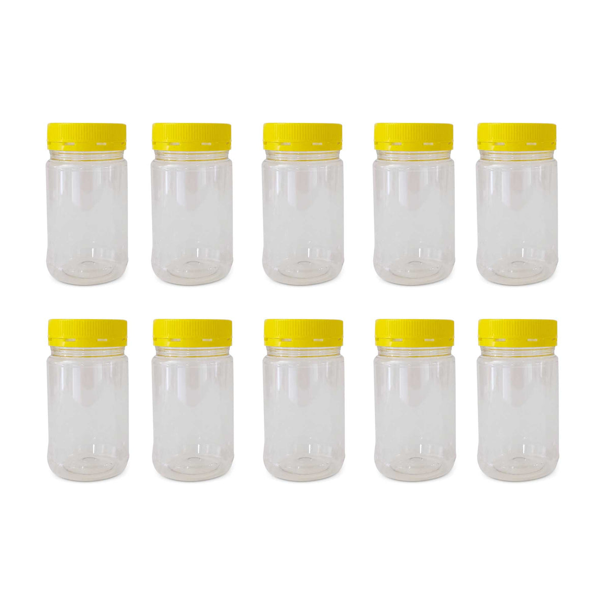 10X 500g Plastic Honey Jars + Lids - Round Clear Food Grade