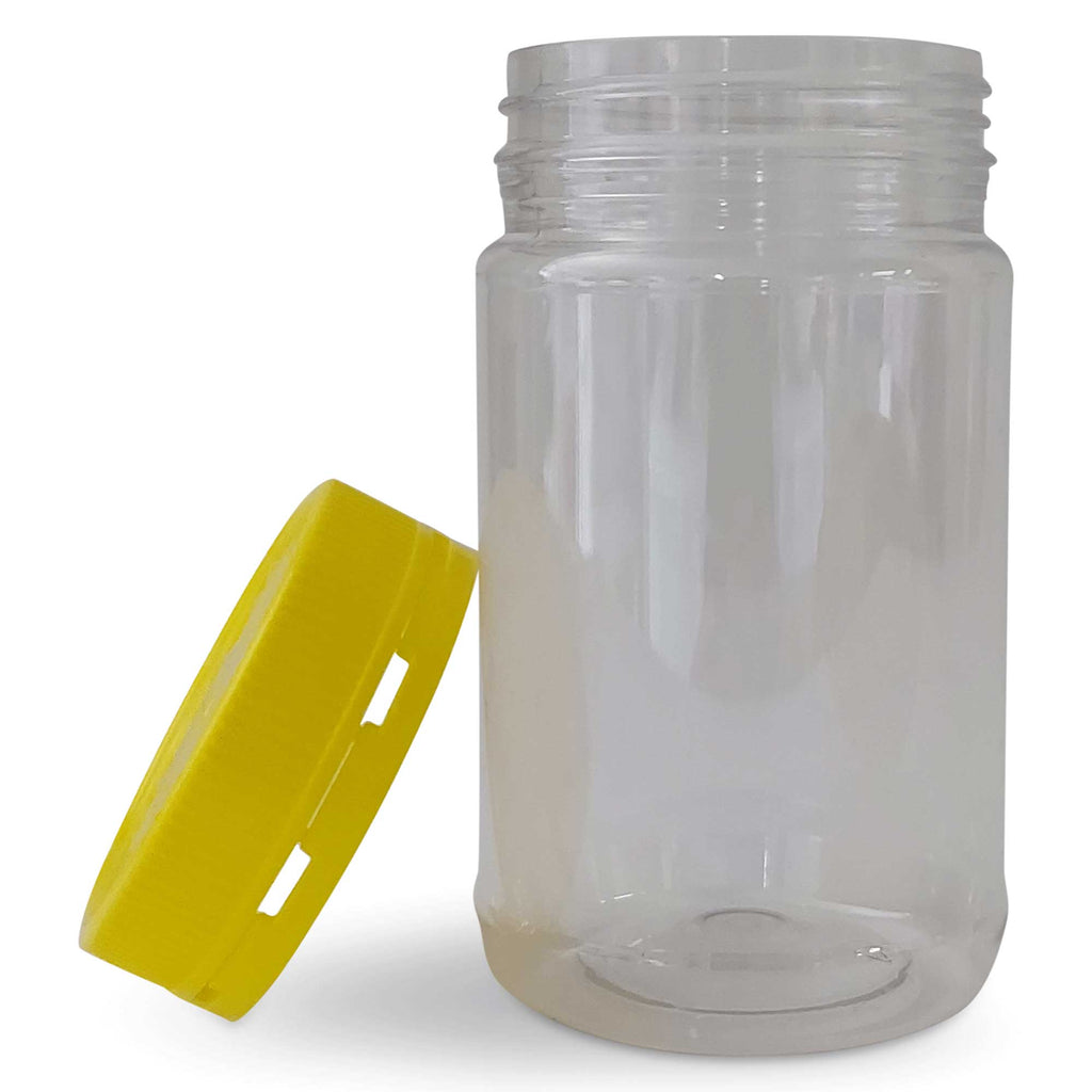 10X 500g Plastic Honey Jars + Lids - Round Clear Food Grade