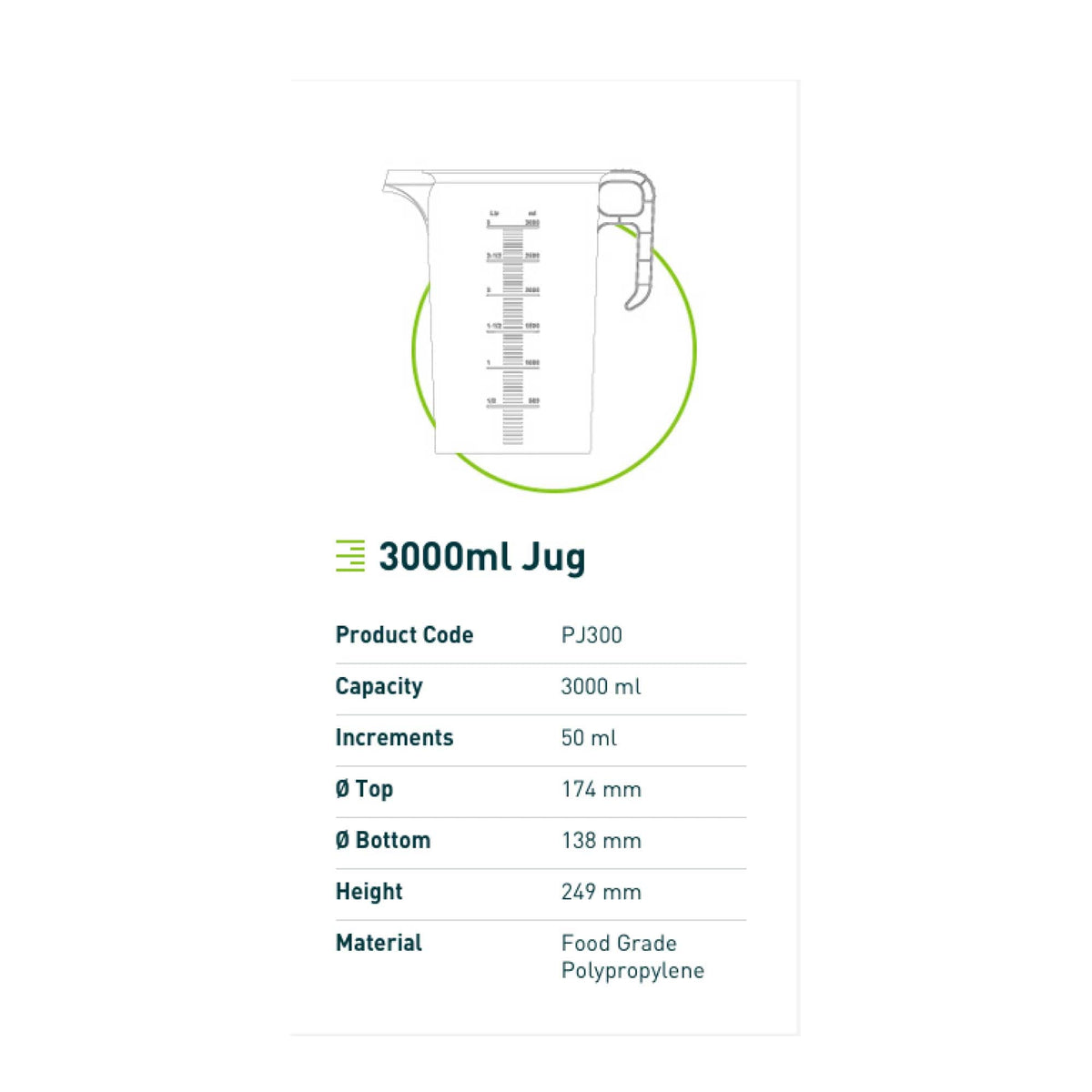 Kitchee Pro-Jug Heavy Duty Clear Measuring Jug, 3 L