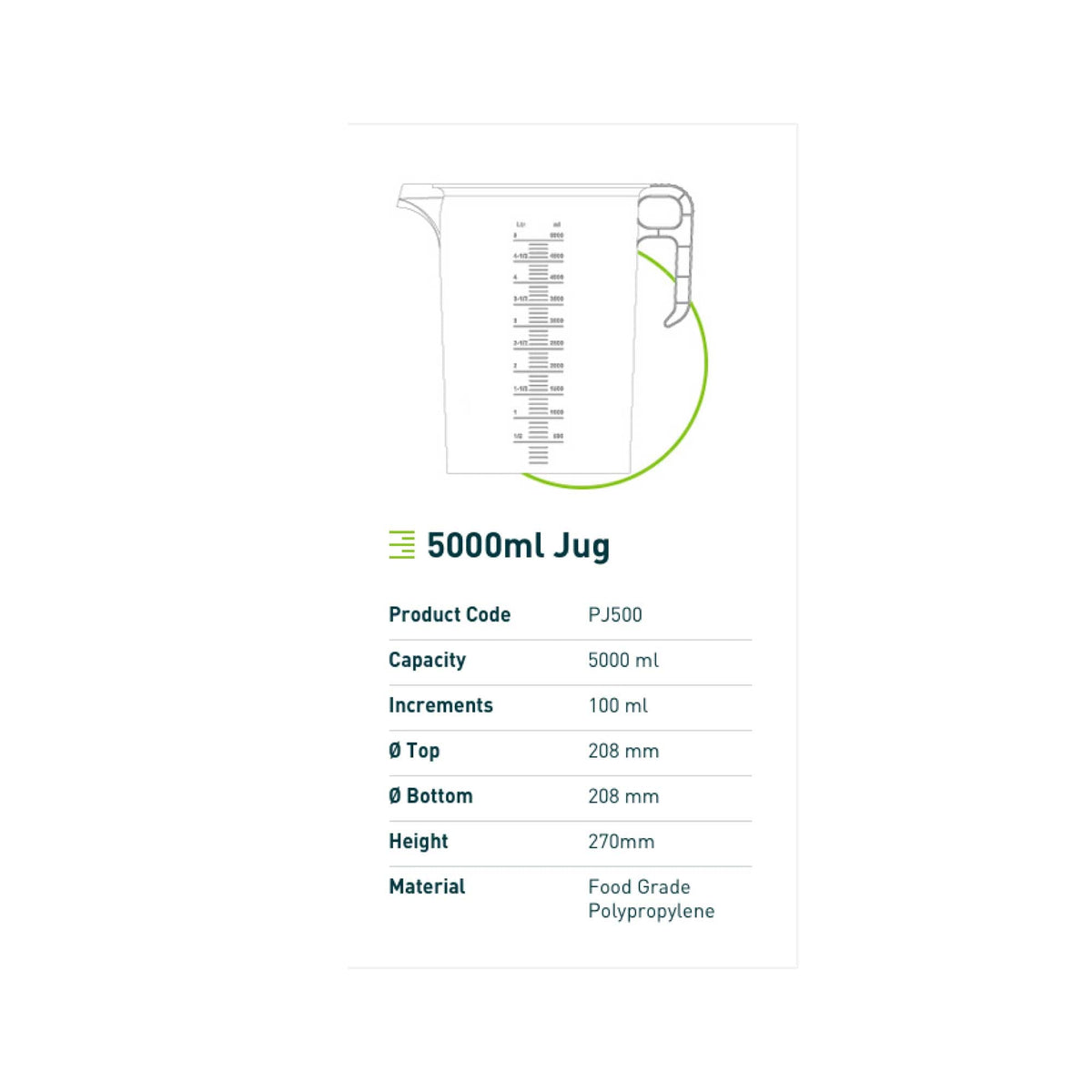 Kitchee Pro-Jug Heavy Duty Clear Measuring Jug, 5 L