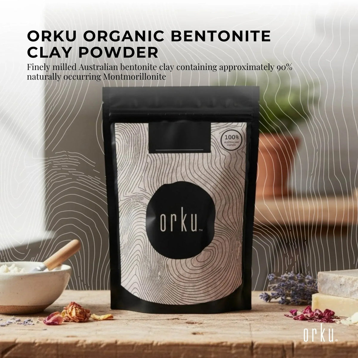 Orku 400g Organic Bentonite Clay Powder Cosmetic Grade