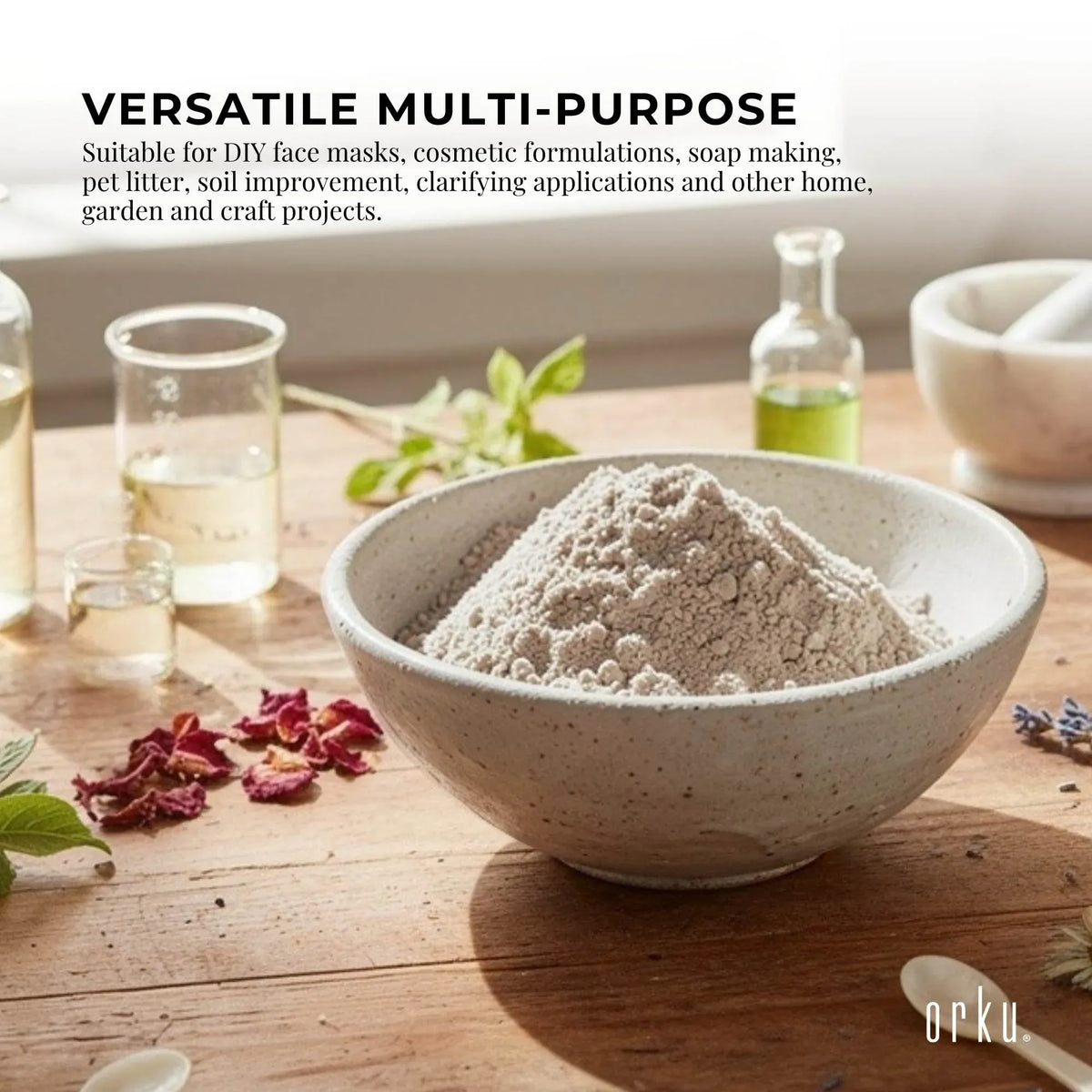 Orku 1Kg Organic Bentonite Clay Powder Cosmetic Grade