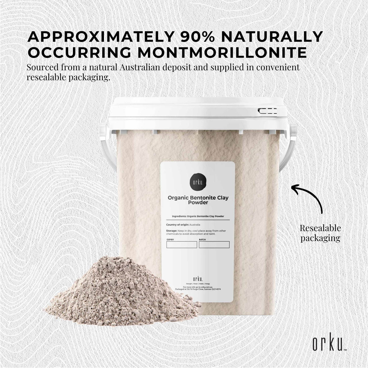 Orku 1.1Kg Organic Bentonite Clay Powder Cosmetic Grade